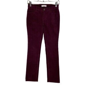 LOFT Made and Love Corduroy Pants Women 24P Modern Straight Burgundy Jeans Slack